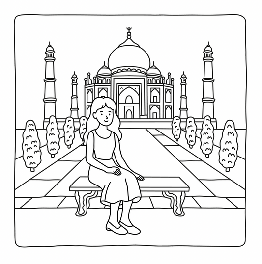 Wonders of the World interior page – Taj Mahal coloring scene