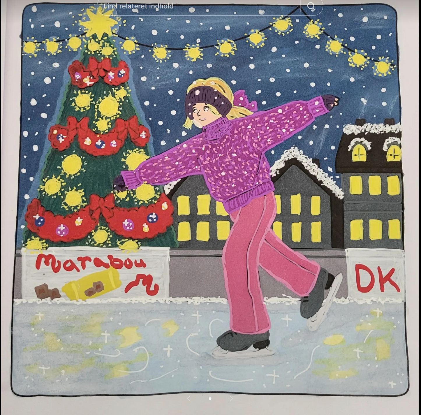 Christmas coloring page colored in β girl skating