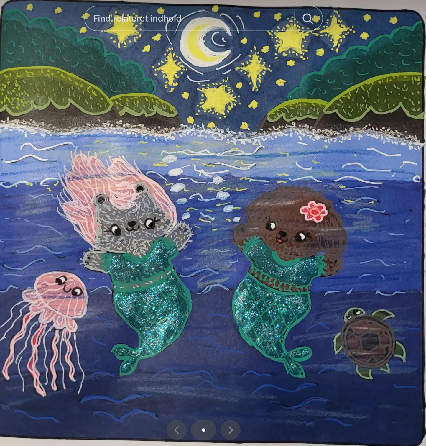 Fuzzy Mermaids coloring page colored in β cozy gift for teens and adults