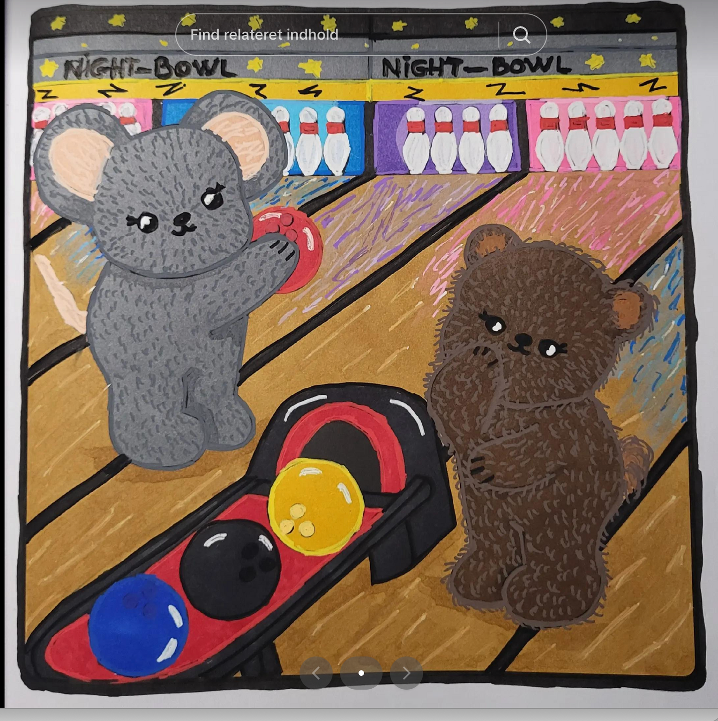Cuddly Sporty Friends coloring page  – bowling scene colored in
