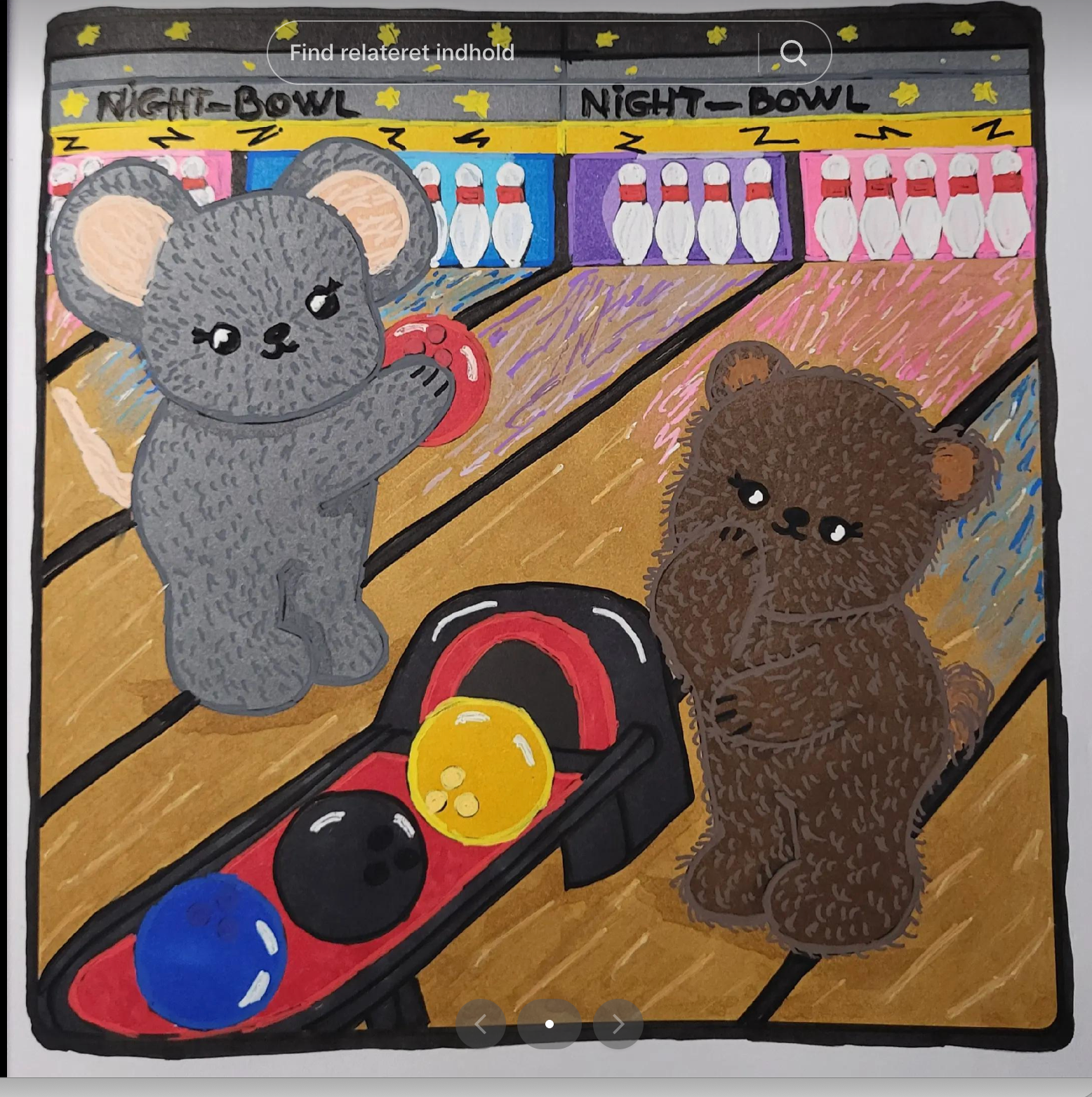 Cuddly Sporty Friends coloring page  – bowling scene colored in