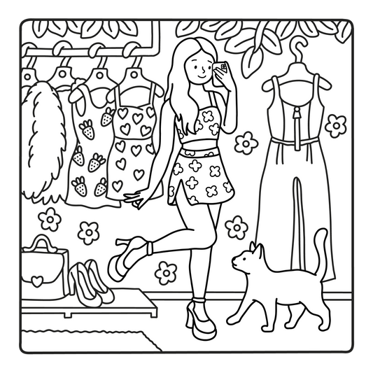 Girly Summer Vibes: Cute and Cozy Coloring Book for Adults and Teens